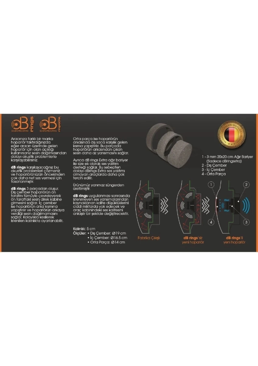 dB Ses Yalıtımı Dbrings Hoparlör Ses Kalitesi Arttıran Kit 6.5 Inç Db Rings