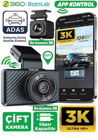 360+ Botslab G500H Pro ADAS Gece Görüşlü Akıllı Araç İçi Kamera